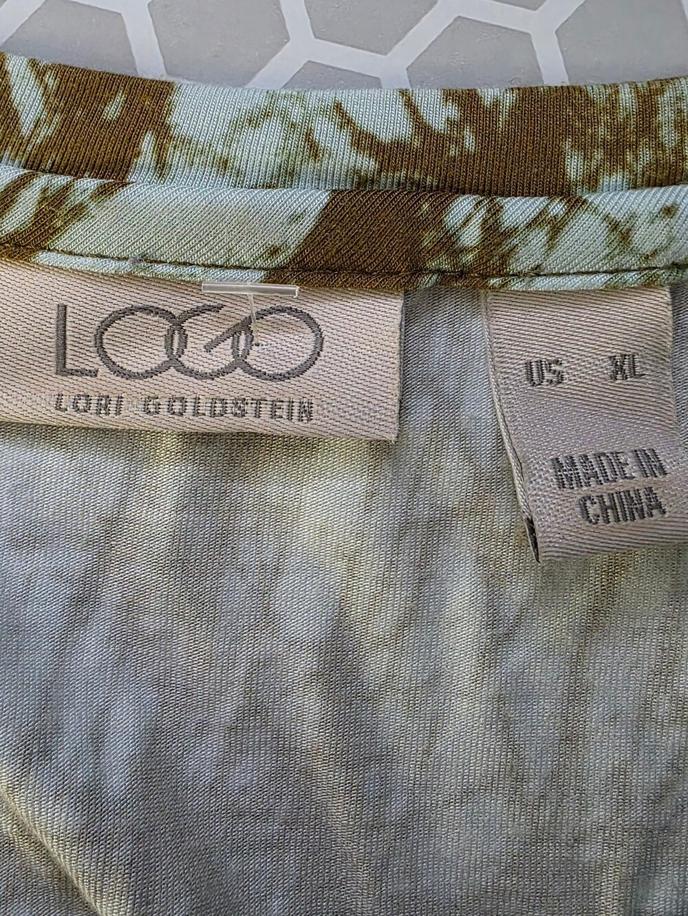 LOGO By Lori Goldstein 3/4 Sleeve Sharkbite Tunic Top Boho Abstract Earthcore XL - Picture 4 of 10
